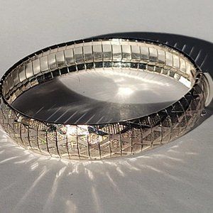 Sterling Silver 925 Bright White Bracelet X Cross Hatch Clasp 7.5" NICE!!